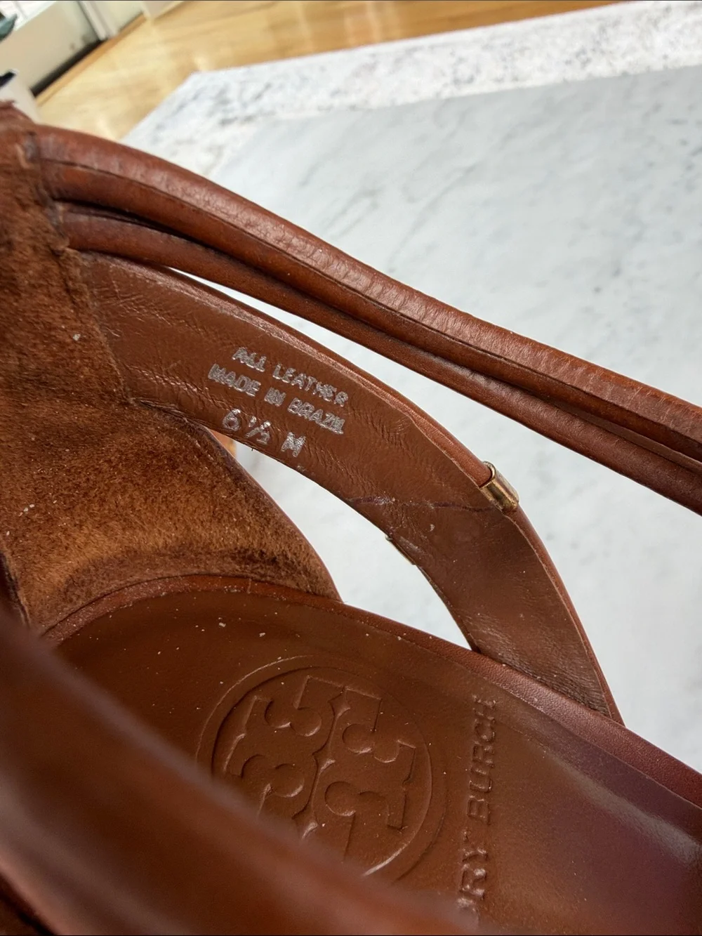 Tory Burch Braided Cognac Leather Strappy High-Heel Sandals